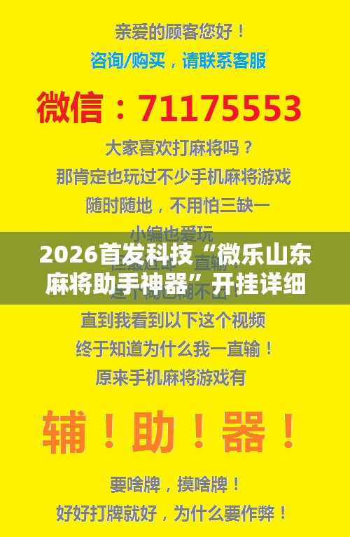 2026首发科技“微乐山东麻将助手神器”开挂详细教程