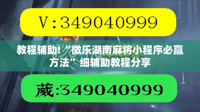 教程辅助!“微乐湖南麻将小程序必赢方法”细辅助教程分享