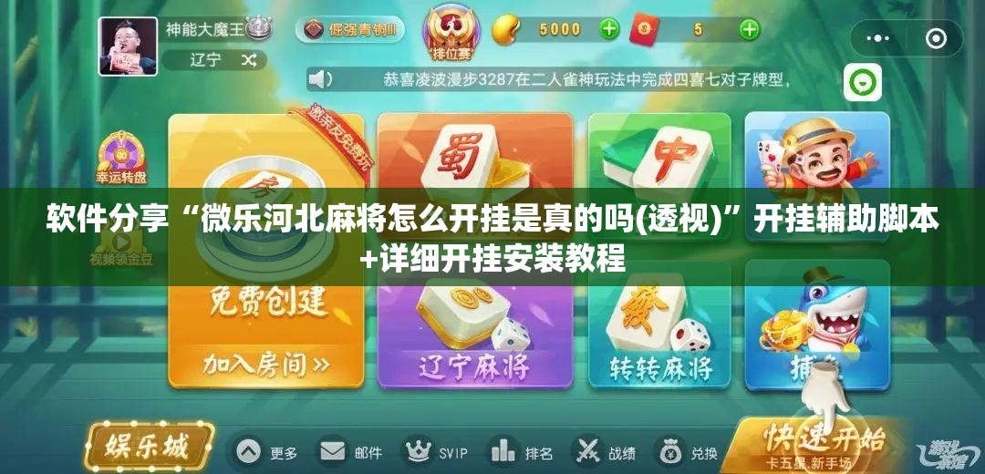 软件分享“微乐河北麻将怎么开挂是真的吗(透视)”开挂辅助脚本+详细开挂安装教程