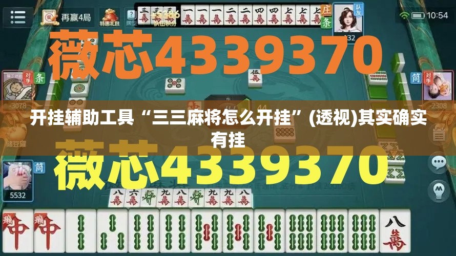 开挂辅助工具“三三麻将怎么开挂”(透视)其实确实有挂